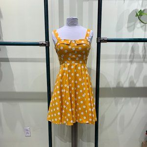 Eva Rose Yellow And White Polka Dot Pinup Dress